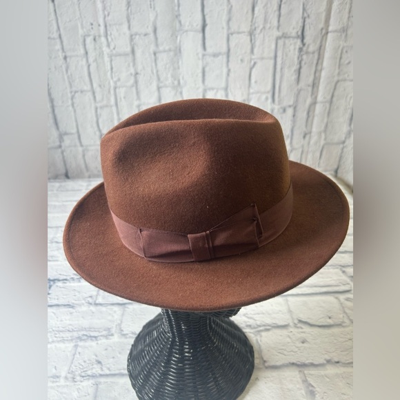 Vintage 1970’s “Godfather” Cream Wool Brown Fedora Hat by Alberto Celini. Wool! - Picture 5 of 10